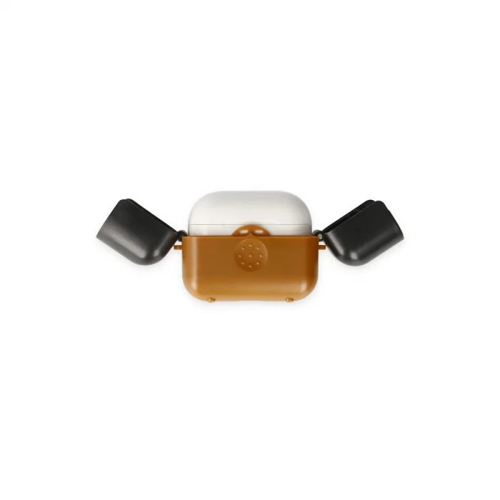 BUĞZ Airpods 3 (3.nesil) Basmalı Kılıf - Kahverengi-siyah