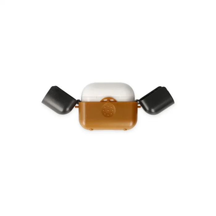 BUĞZ Airpods 3 (3.nesil) Basmalı Kılıf - Kahverengi-siyah