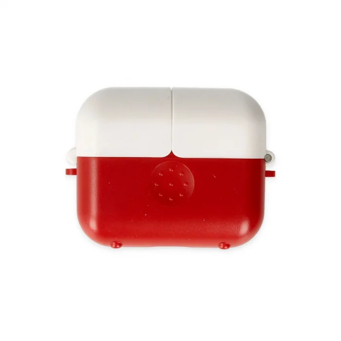 BUĞZ Airpods 3 (3.nesil) Basmalı Kılıf - Kırmızı-beyaz