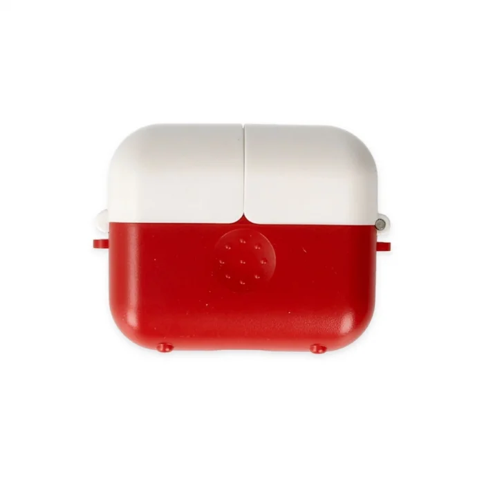 BUĞZ Airpods 3 (3.nesil) Basmalı Kılıf - Kırmızı-beyaz