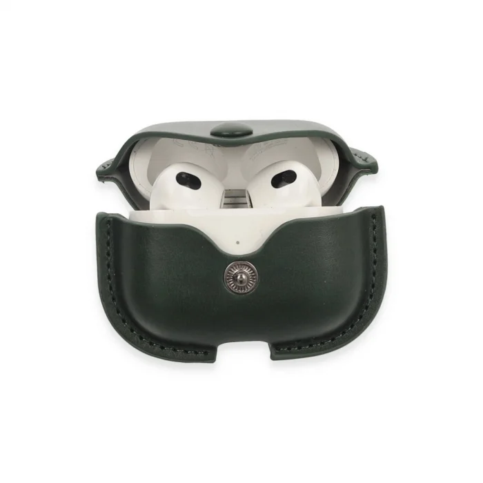 BUĞZ Airpods 3 (3.nesil) Çanta Deri Kılıf - Haki Yeşil