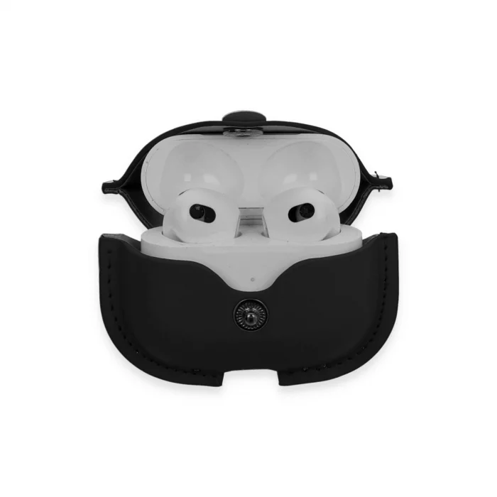 BUĞZ Airpods 3 (3.nesil) Çanta Deri Kılıf - Siyah