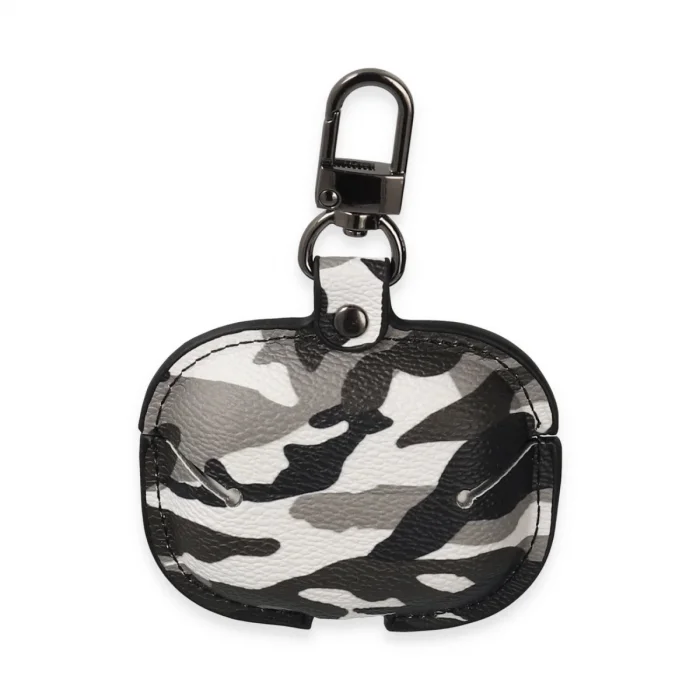 BUĞZ Airpods 3 (3.nesil) Çanta Kamuflaj Deri Kılıf - Gri