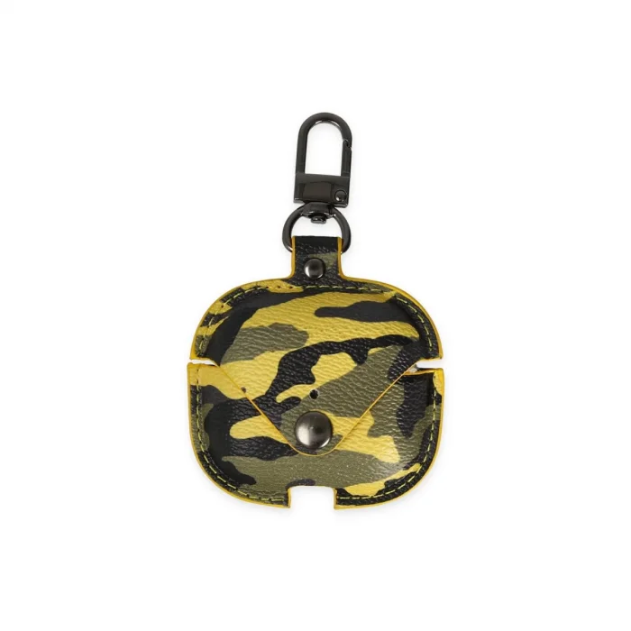 BUĞZ Airpods 3 (3.nesil) Çanta Kamuflaj Deri Kılıf - Sarı