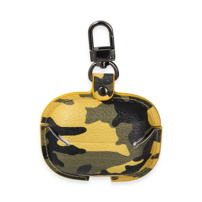 BUĞZ Airpods 3 (3.nesil) Çanta Kamuflaj Deri Kılıf - Sarı