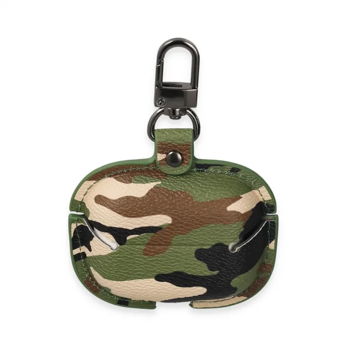 BUĞZ Airpods 3 (3.nesil) Çanta Kamuflaj Deri Kılıf - Yeşil