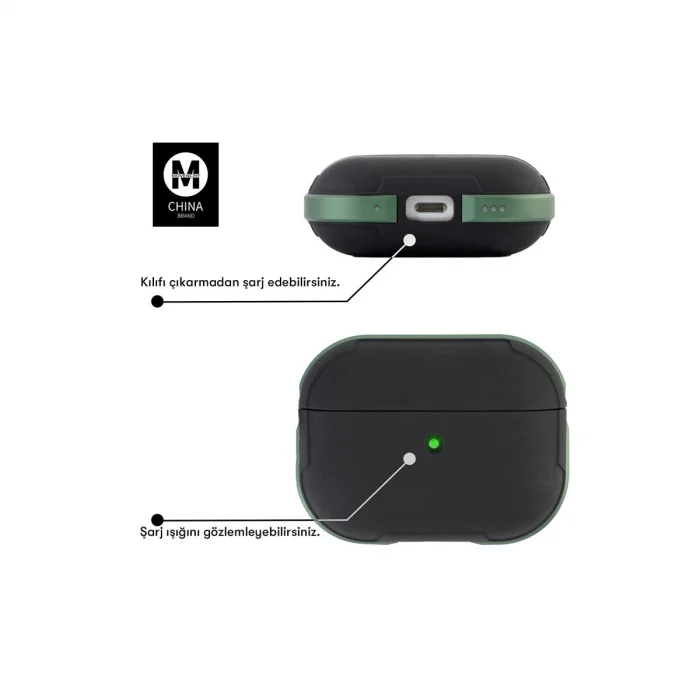 BUĞZ Airpods 3 (3.nesil) Mo-a8 Armor Kılıf - Koyu Yeşil