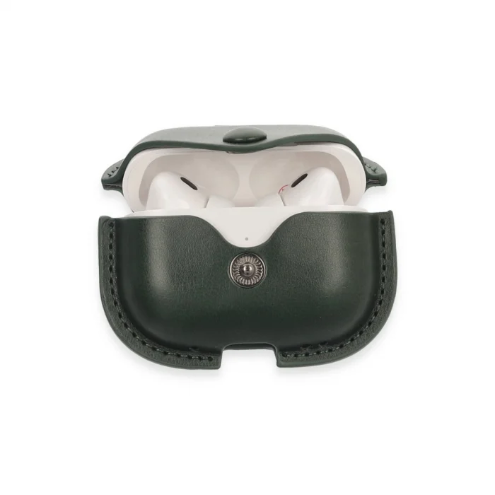 BUĞZ Airpods Pro 2 (2.nesil) Çanta Deri Kılıf - Haki Yeşil