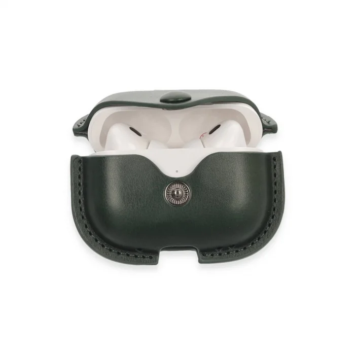 BUĞZ Airpods Pro 2 (2.nesil) Çanta Deri Kılıf - Haki Yeşil
