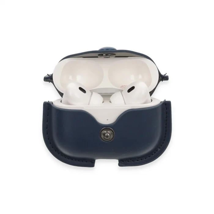 BUĞZ Airpods Pro 2 (2.nesil) Çanta Deri Kılıf - Lacivert