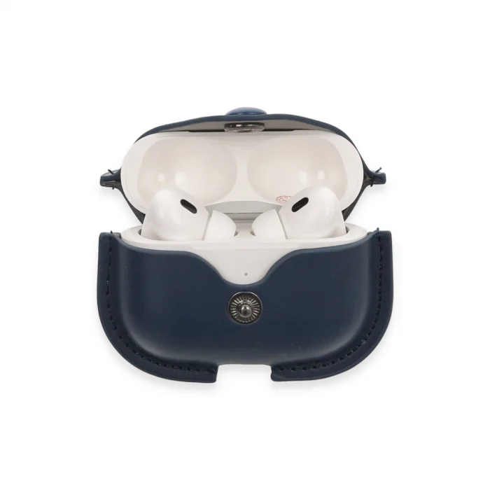 BUĞZ Airpods Pro 2 (2.nesil) Çanta Deri Kılıf - Lacivert