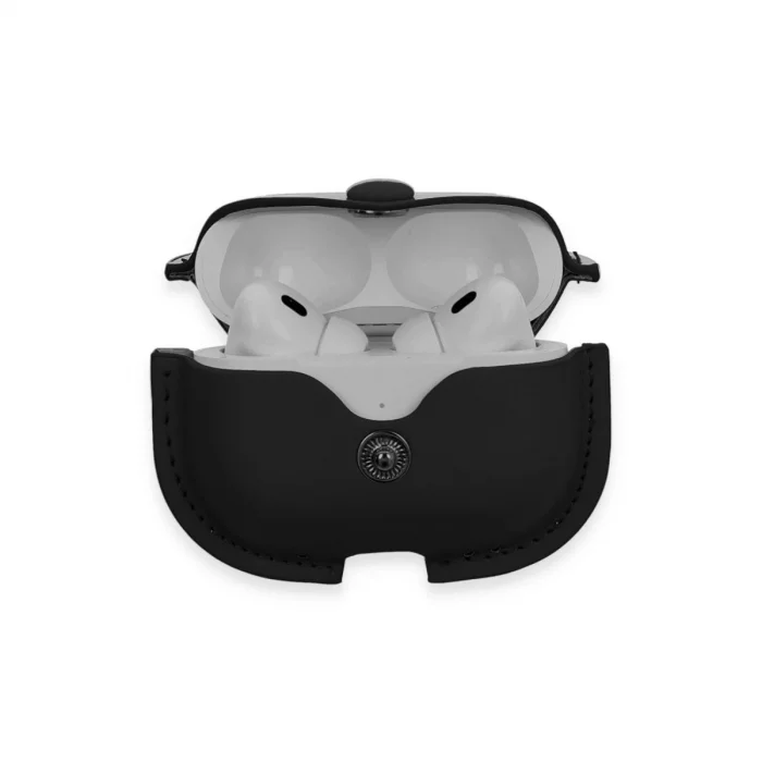 BUĞZ Airpods Pro 2 (2.nesil) Çanta Deri Kılıf - Siyah