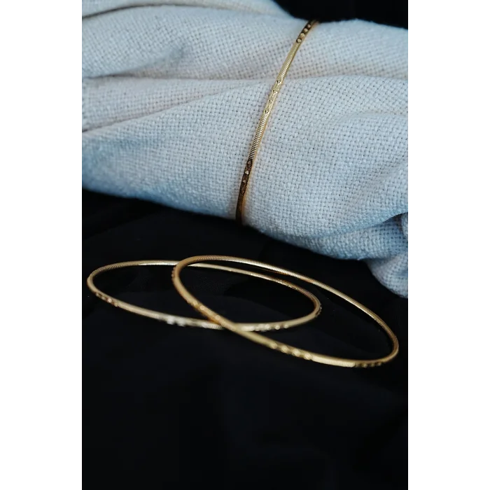 BUĞZ Ajda Bilezik Baklava Desenli 22 Ayar Kaplama 2 Adet