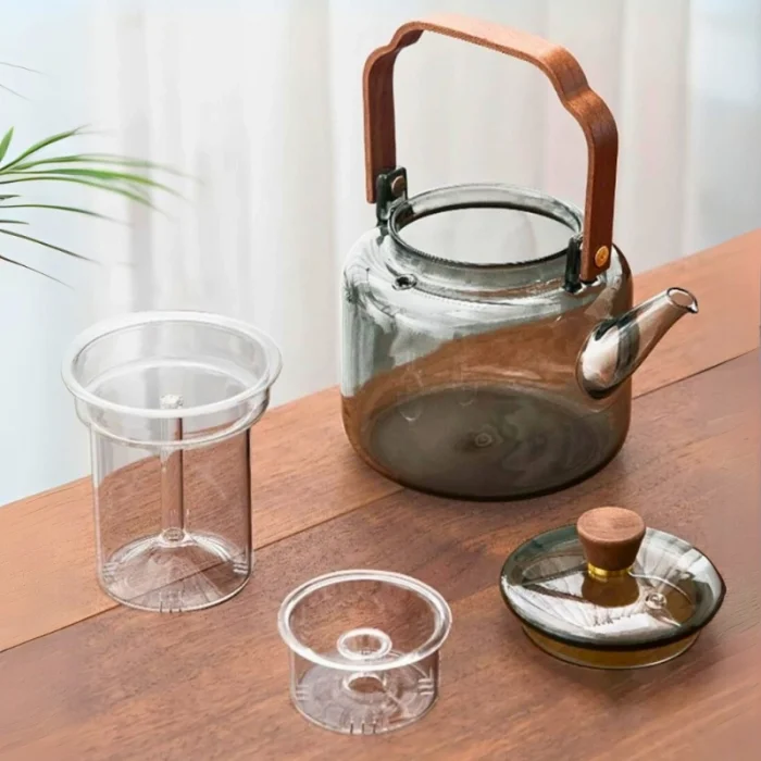BUĞZ Borosilikat Cam Demlik 1200 Ml Akasya Saplı Süzgeçli Bulaşık Makinesinde Yıkanabilir BX-313587