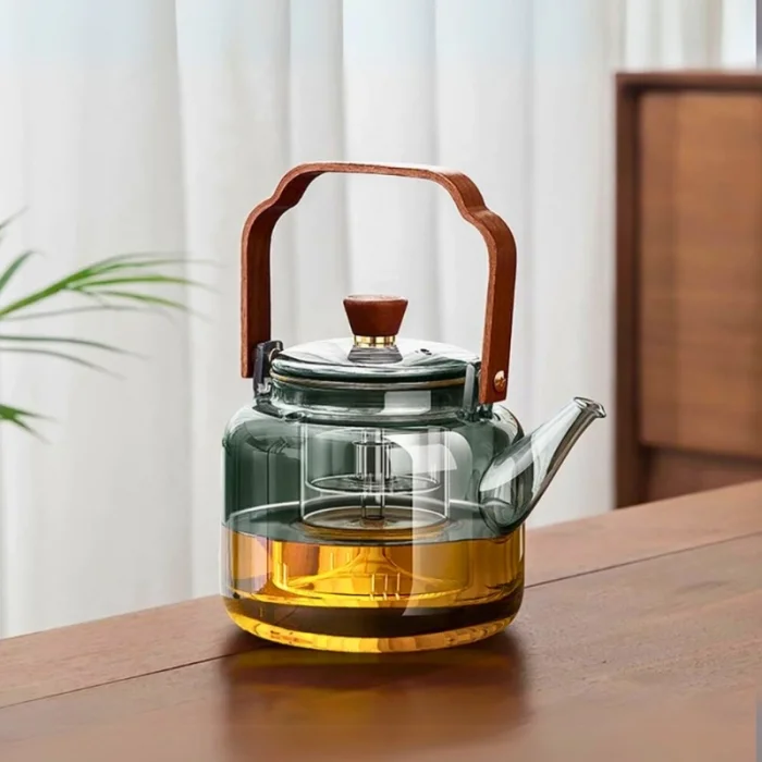 BUĞZ Borosilikat Cam Demlik 1200 Ml Akasya Saplı Süzgeçli Bulaşık Makinesinde Yıkanabilir BX-313587