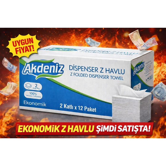BUĞZ Akdeniz Dispenser Z Havlu 2 Katlı 12 Paket | %100 Selüloz | Ekonomik Z Katlı Kağıt Havlu