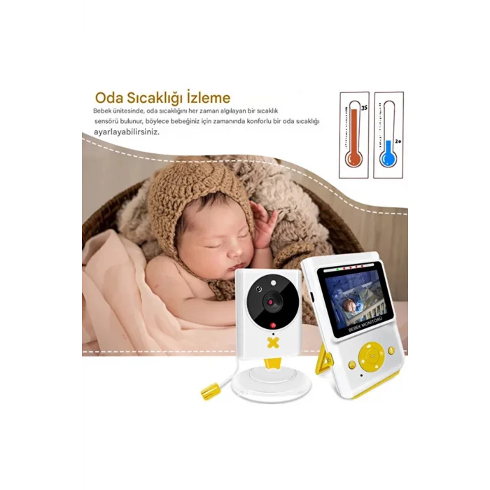 BUĞZ Akıllı Bebek Kamerası Monitörlü Karşılıklı Konuşma Özellikli Sıcaklık İzleme 2.4 İnç Bebek Kamerası