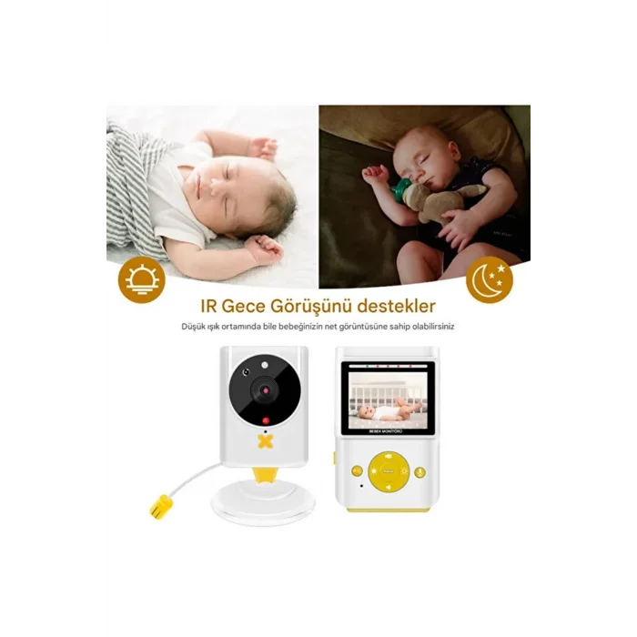 BUĞZ Akıllı Bebek Kamerası Monitörlü Karşılıklı Konuşma Özellikli Sıcaklık İzleme 2.4 İnç Bebek Kamerası