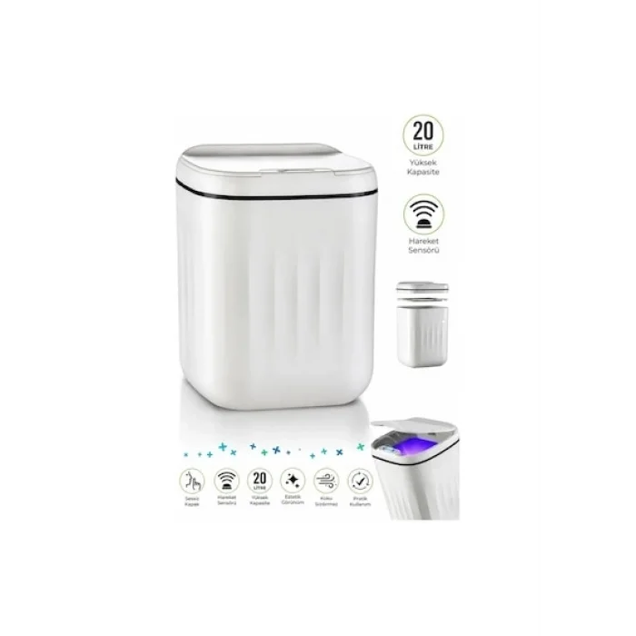 BUĞZ Akıllı Çöp Kovası Büyük Boy 20 Litre UV Işık Sensörlü Sessiz