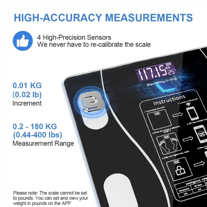 BUĞZ Akıllı Kablosuz Dijital Banyo Ve Vücut Yağ Ağırlık Ölçeği Vücut Kompozisyonu Analizörü Bluetoothlu Tartı ( BUĞZ )