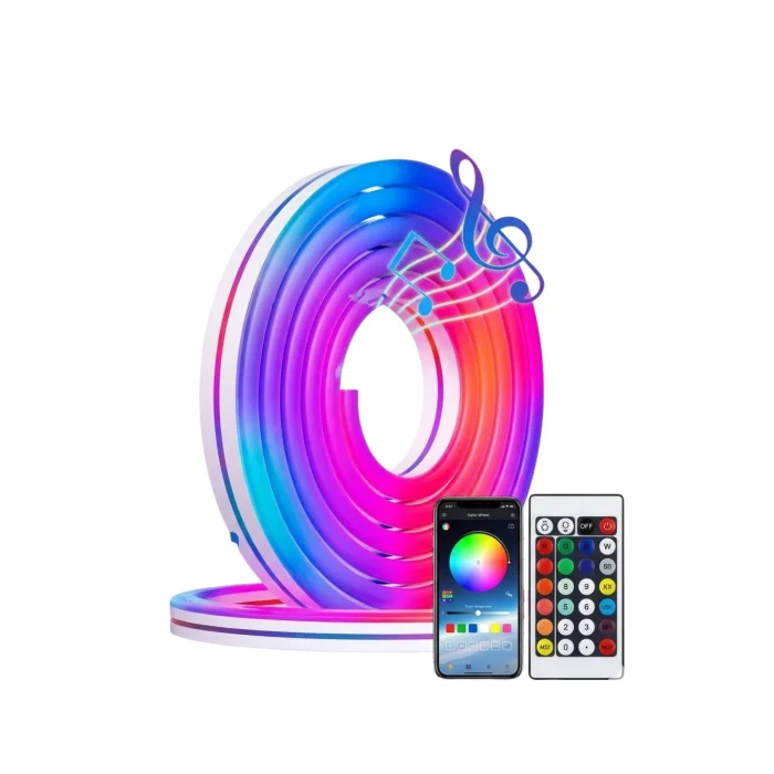 BUĞZ Akıllı RGB LED Neon Şerit Işık 3M USB Bağlantılı Uzaktan Kumanda ve Mobil Uygulama Kontrolü
