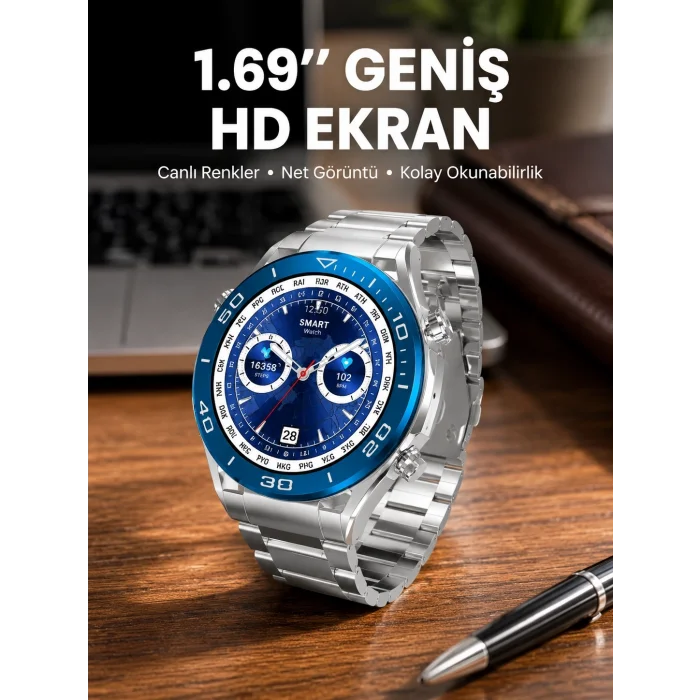 BUĞZ Akıllı Saat 1.62 İnç Ultimate Nabız Sensörlü Sesli Görüşme Yapabilen Yeni Nesil
