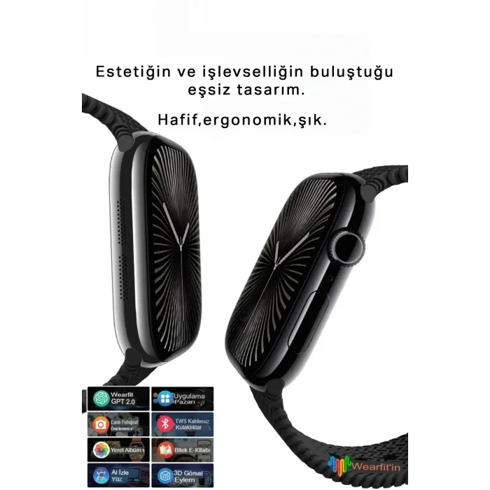 BUĞZ Akıllı Saat | 2.02 AMOLED Ekran | GPS ve Nabız Sensörü | Uyku Takibi | Suya Dayanıklı Gri Model