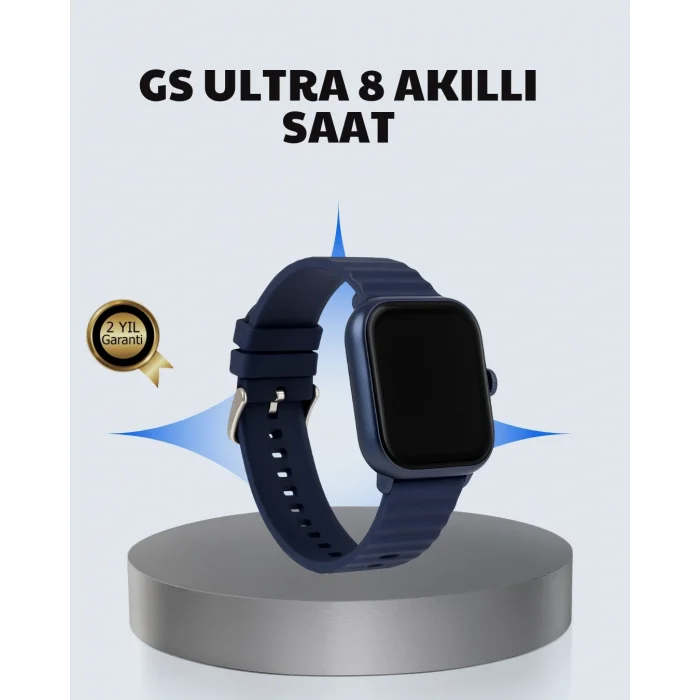 BUĞZ Akıllı Saat 360 mAh Çoklu Spor Modlu Lacivert Siyah Kordon