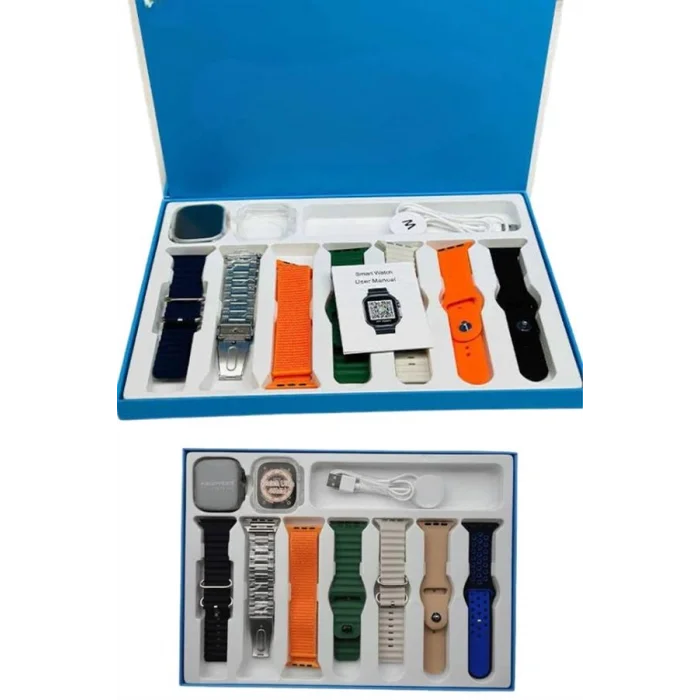 BUĞZ Akıllı Saat 7 Kordon Hediyeli Takvim Alarm Nabız Ölçer Bildirim Görme Sesli Görüşme - BUĞZ