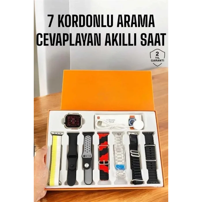  Akıllı Saat 7 Kordonlu Bildirim Görebilen Metal Kordon GPS Özelliği