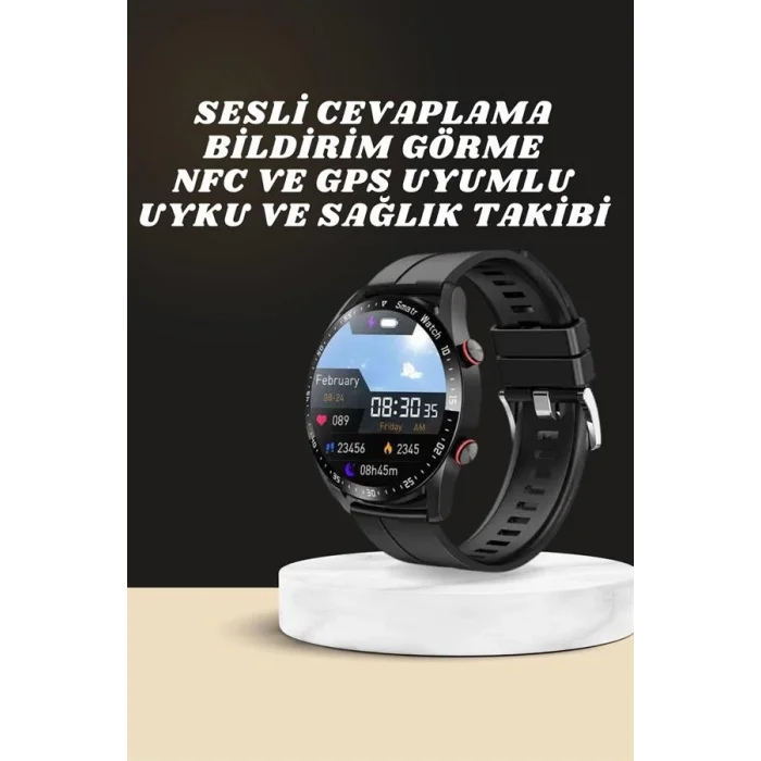 BUĞZ Akıllı Saat Amoled Ekran Metal Ve Deri Kordonlu Uyku ve Sağlık Takibi Titreşimli