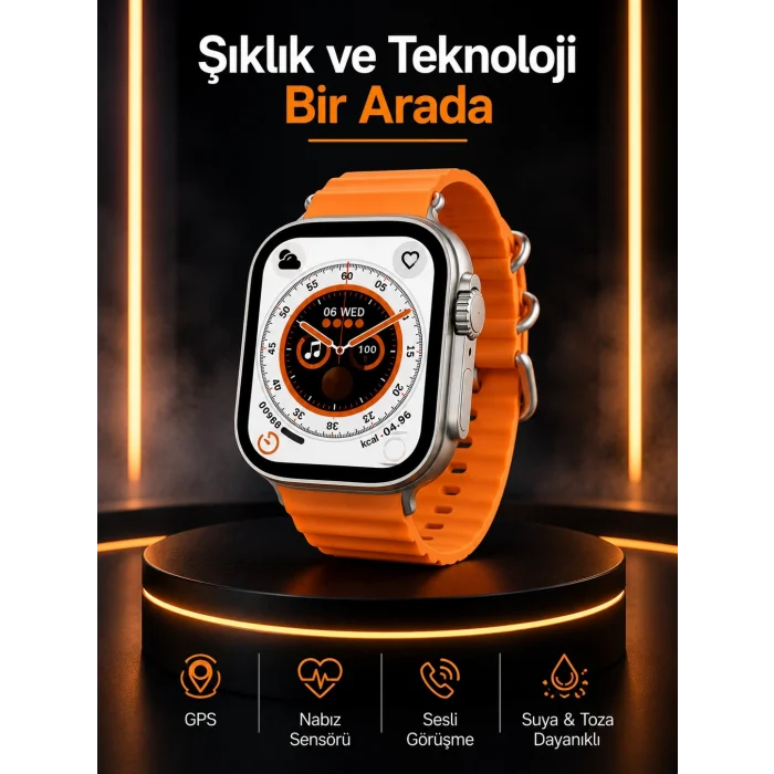 BUĞZ Akıllı Saat Android ve İOS Uyumlu 49 MM NFC Özelliği GPS Takibi Yeni Nesil