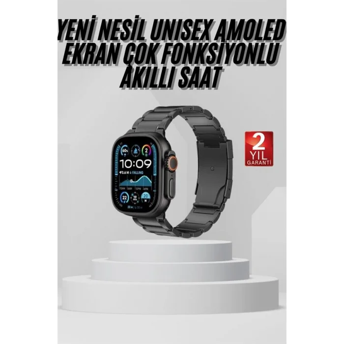 BUĞZ Akıllı Saat Arama Konuşma GPS ve NFC Özelliği 3 Kordonlu Amoled Ekran - BUĞZ