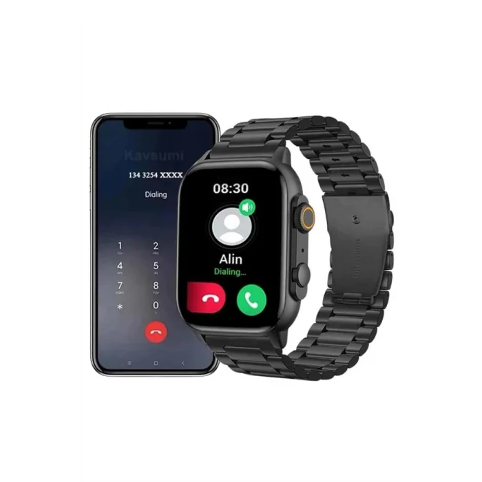 BUĞZ Akıllı Saat Arama Konuşma GPS ve NFC Özelliği 3 Kordonlu Amoled Ekran - BUĞZ
