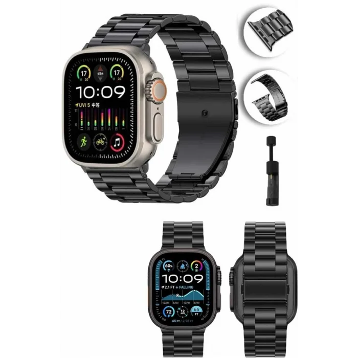 BUĞZ Akıllı Saat Arama Konuşma GPS ve NFC Özelliği 3 Kordonlu Amoled Ekran - BUĞZ