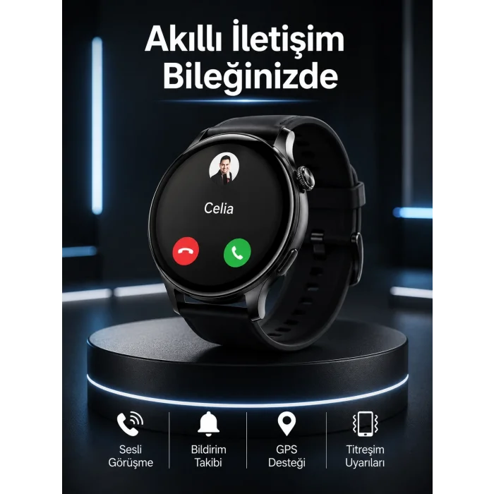BUĞZ Akıllı Saat Bildirim Görme Amoled Ekran GPS Uyumlu Sesli Görüşme