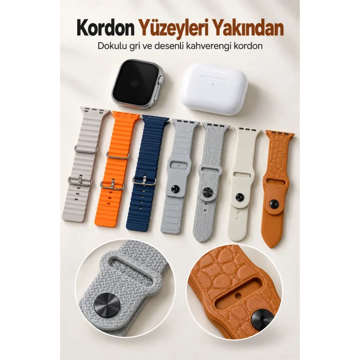 BUĞZ Akıllı Saat Bluetooth Aramalı ve 7 Kordonlu Set - BUĞZ