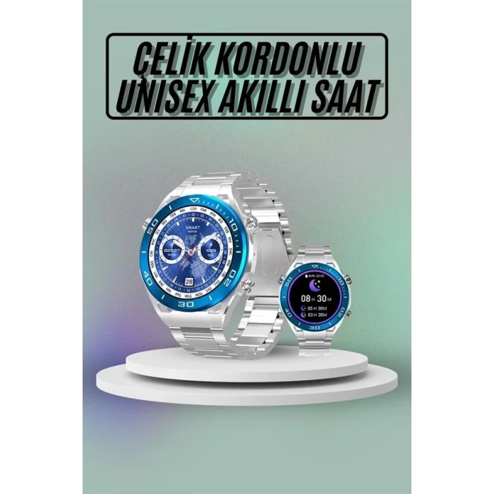 BUĞZ Akıllı Saat Çelik Kordonlu Amoled Ekran Android ve İOS Uyumlu Çağrı Cevaplayabilen Yeni Nesil