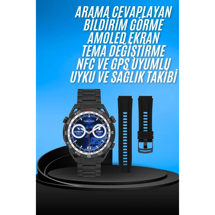 BUĞZ Akıllı Saat Çelik Kordonlu Amoled Ekran Android ve İOS Uyumlu Çağrı Cevaplayabilen Yeni Nesil - BUĞZ