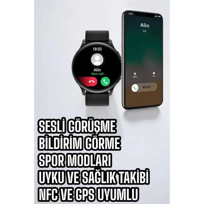  Akıllı Saat Çok Fonksiyonlu Sesli Görüşme NFC Uyumlu Amoled Ekran