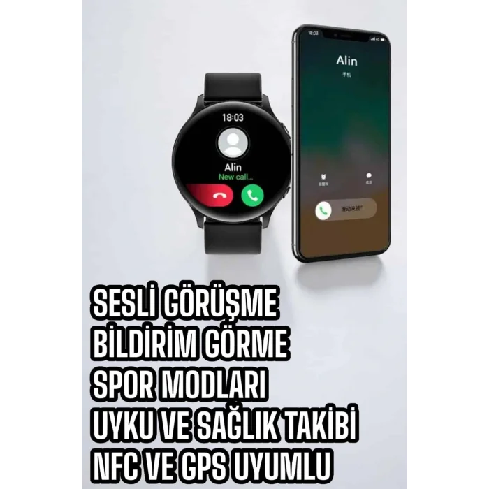 BUĞZ Akıllı Saat Çok Fonksiyonlu Sesli Görüşme NFC Uyumlu Amoled Ekran - BUĞZ
