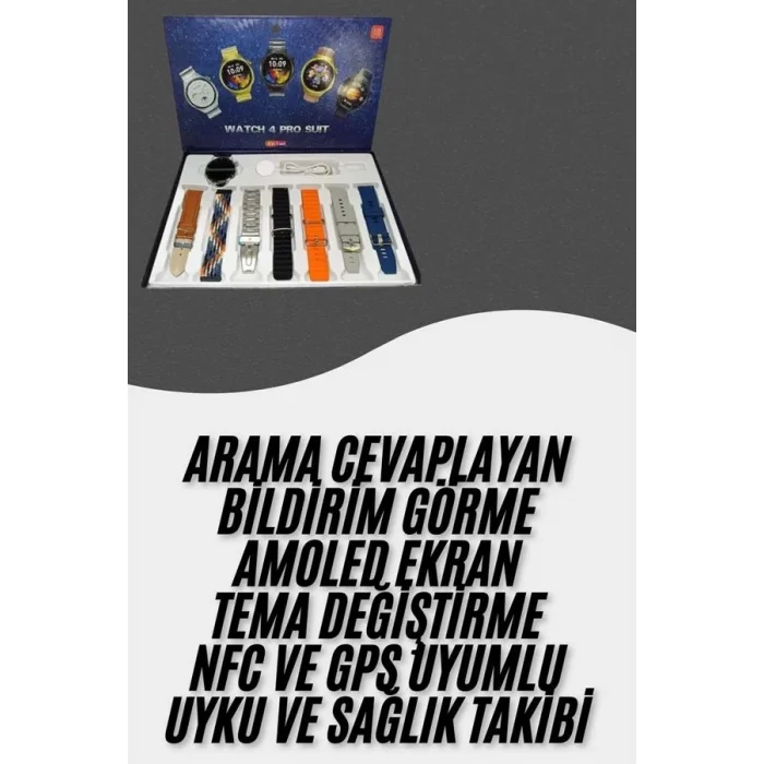  Akıllı Saat Çoklu Kordon Seçenekli Dokunmatik Ekran Nabız Sensörlü