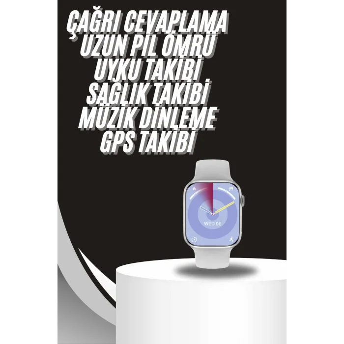 BUĞZ Akıllı Saat Gümüş Kasa Bluetooth Kulaklık Hediyeli Çok Fonksiyonlu İkili Set