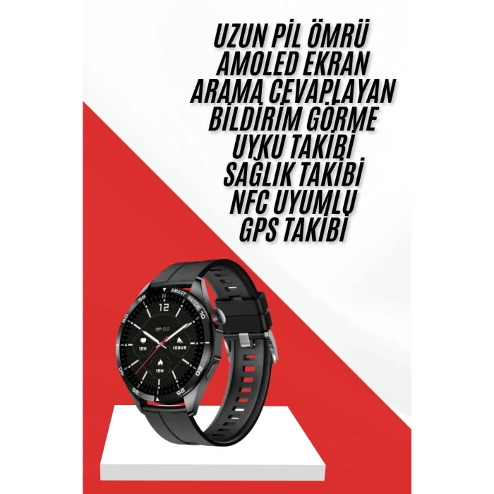 BUĞZ Akıllı Saat Ios Ve Android Tüm Telefonlara Uyumlu Çok Fonksiyonlu Amoled Ekran - BUĞZ