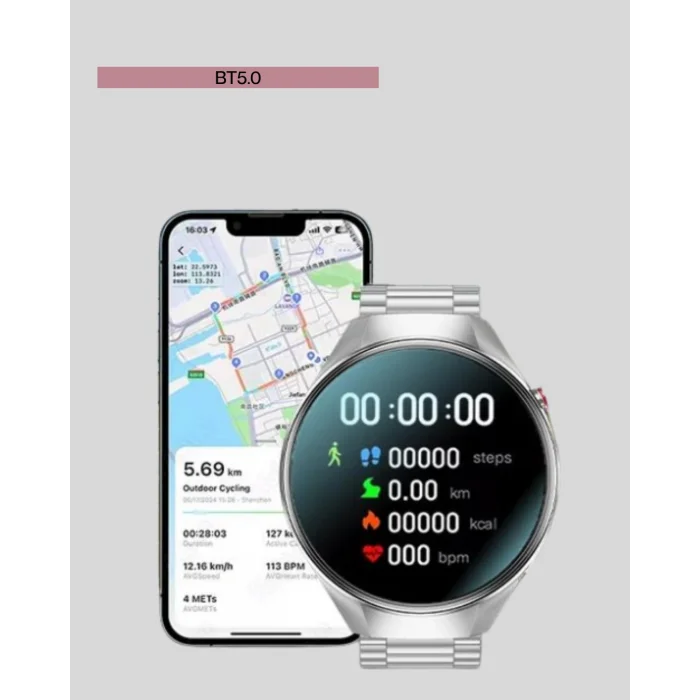 BUĞZ Akıllı Saat Metal Kordonlu Tam Ekran AMOLED – Arama ve Sağlık Takip Özellikli - BUĞZ
