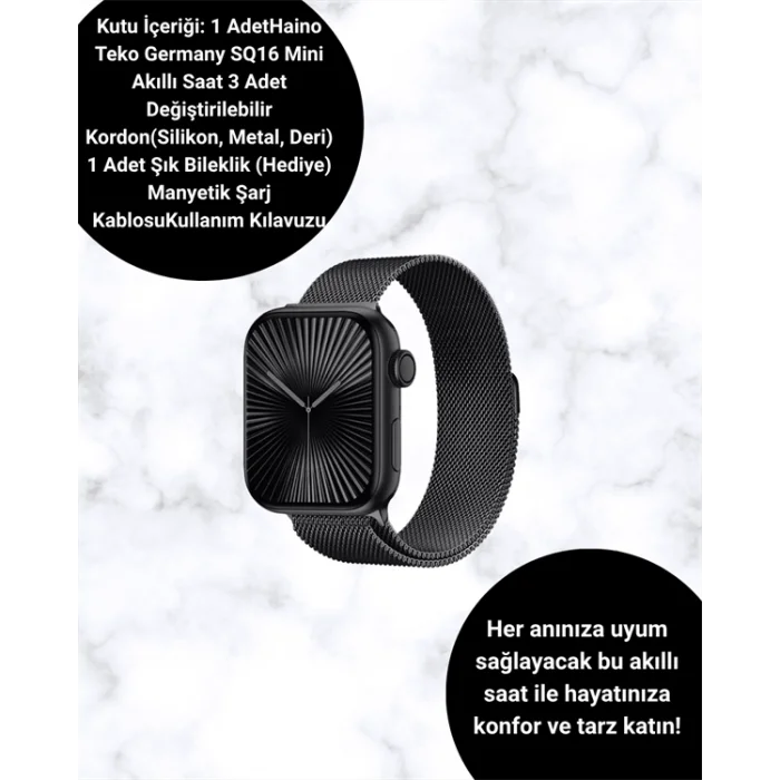  Akıllı Saat SQ-16 Mini Series 10 | Unisex Tasarım, Sağlık ve Spor Takibi