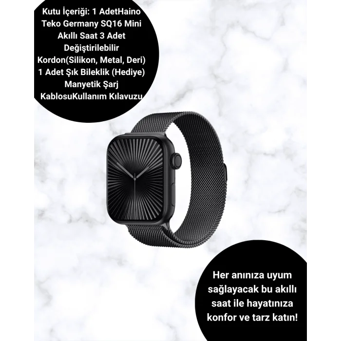  Akıllı Saat SQ-16 Mini Series 10 | Unisex Tasarım, Sağlık ve Spor Takibi