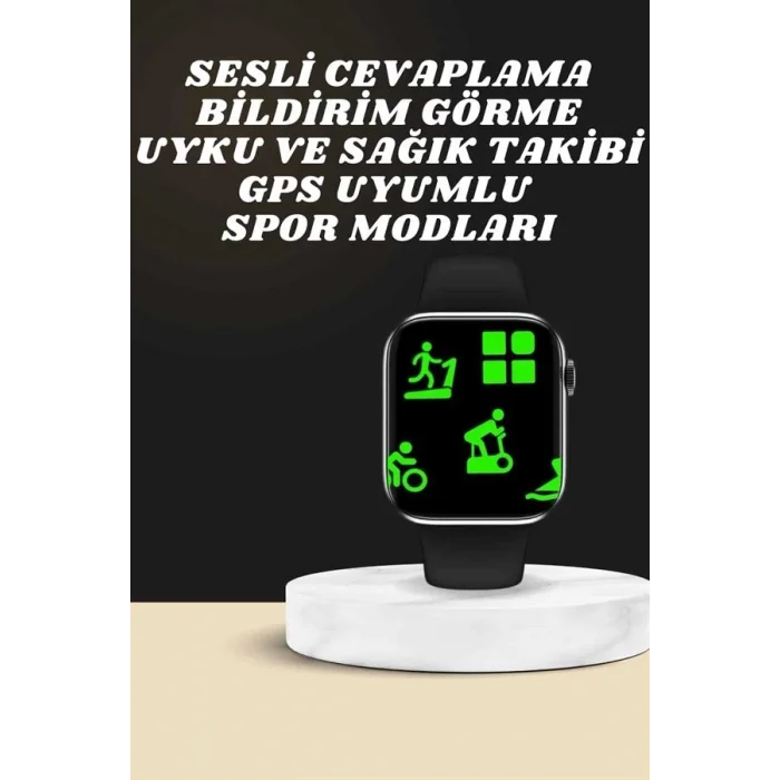 BUĞZ Akıllı Saat Wireless Şarj Yüksek Çözünürlüklü Müzik Dinleme Sesli Cevaplama Yeni Nesil