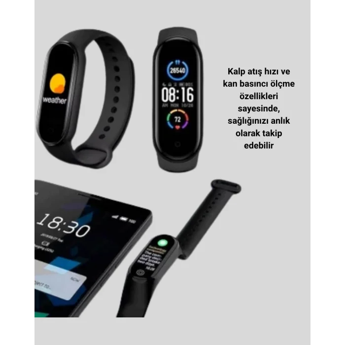 BUĞZ Akıllı Spor Bilekliği – Kalp Atış, Kan Basıncı, Uyku Takip ve Bildirim Özellikli - Lisinya