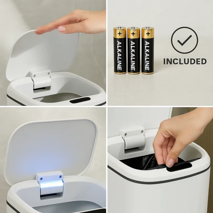  Akıllı Teknolojik Çöp Kutusu Otomatik Sensörlu Çöp Kutusu Piller Dahil Çöp Kovası 20L